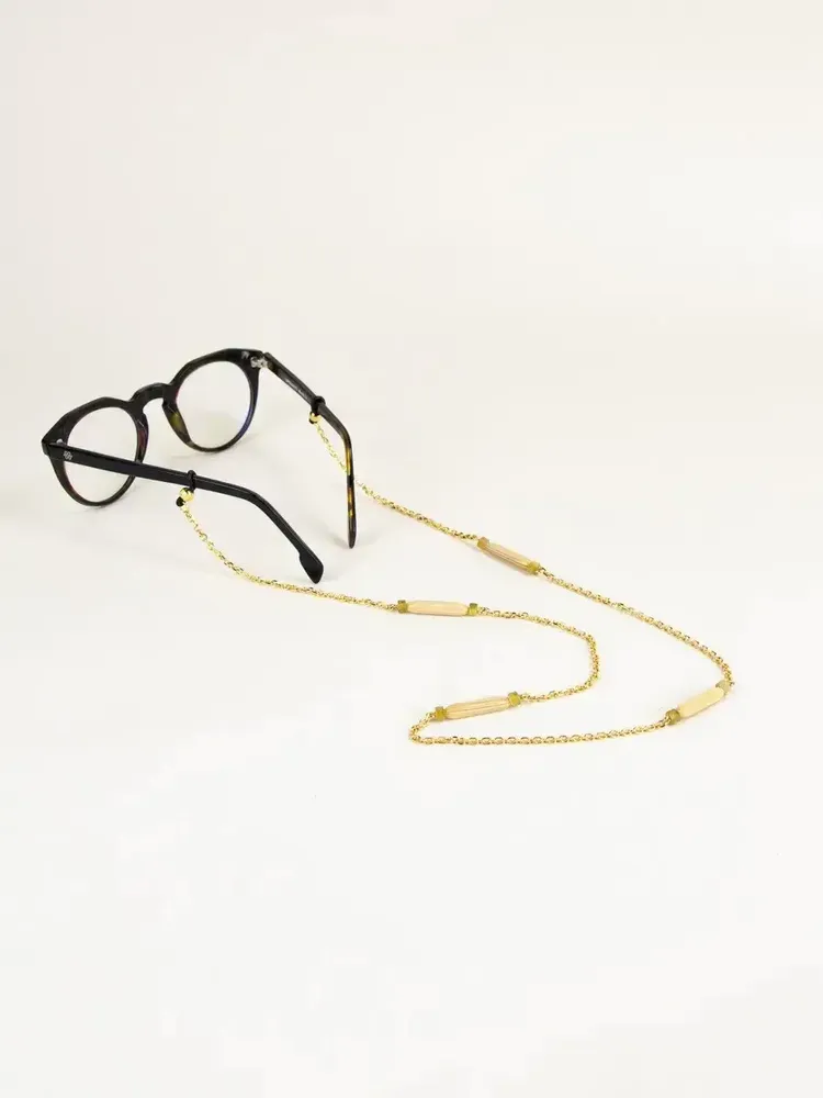 Glasses - Capsule glasses chain in brass and blond horn - L INDOCHINEUR X RIVÊT
