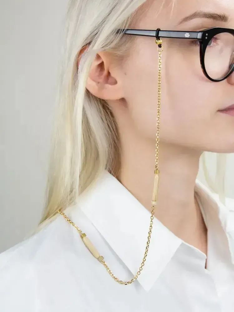 Glasses - Capsule glasses chain in brass and blond horn - L INDOCHINEUR X RIVÊT