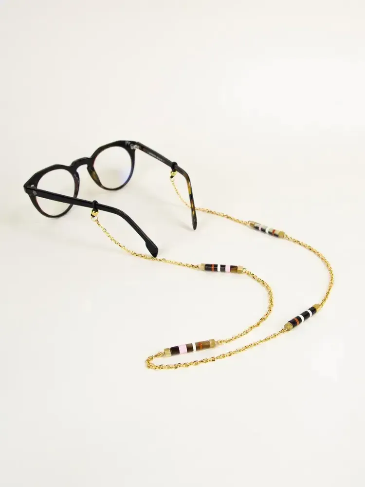 Glasses - Capsule glasses chain in brass and blond horn - L INDOCHINEUR X RIVÊT