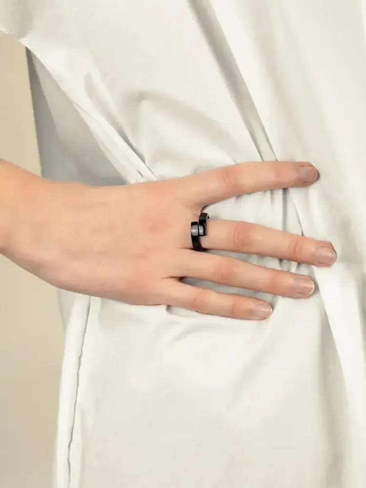 Bijoux - Bague Ruban en corne marbrée taille S - L INDOCHINEUR X RIVÊT