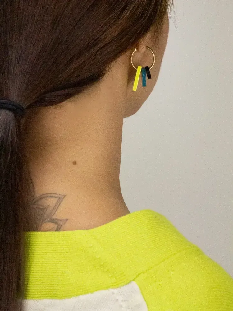 Bijoux - Créoles Gortyne avec pampilles en corne et laque - L INDOCHINEUR X RIVÊT