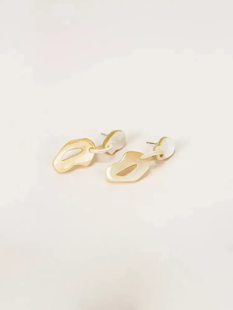 Bijoux - Boucles d'oreilles Atome en corne blonde - L INDOCHINEUR X RIVÊT