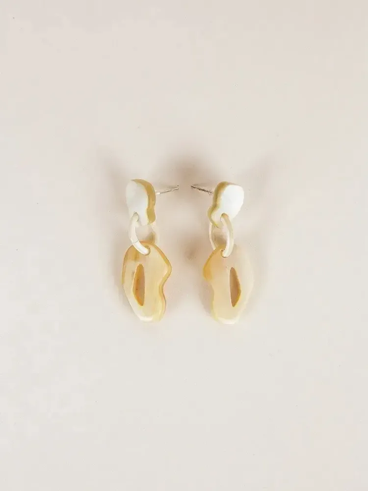 Bijoux - Boucles d'oreilles Atome en corne blonde - L INDOCHINEUR X RIVÊT