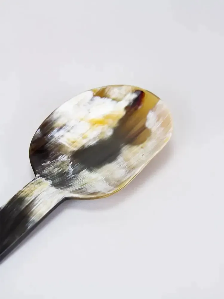 Kitchen utensils - Black and white horn with blue lacquer rice spoon - L INDOCHINEUR X RIVÊT