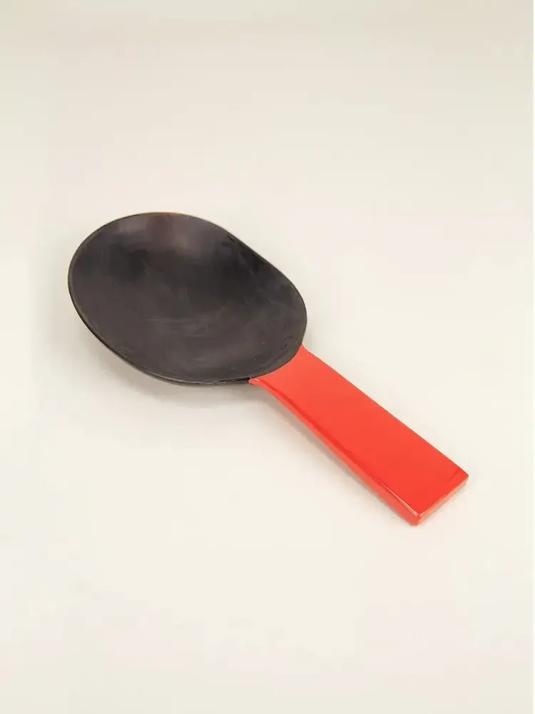 Kitchen utensils - Black and white horn with blue lacquer rice spoon - L INDOCHINEUR X RIVÊT