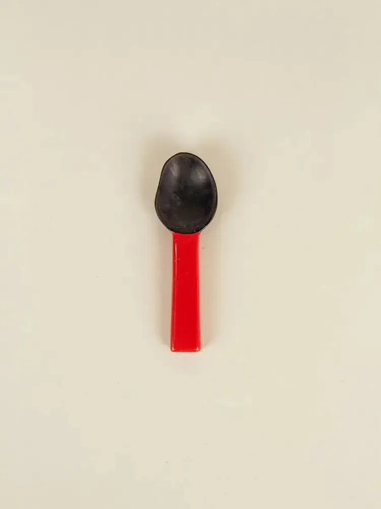 Kitchen utensils - Set of 6 Black and white horn with yellow lacquer caviar spoon - L INDOCHINEUR X RIVÊT