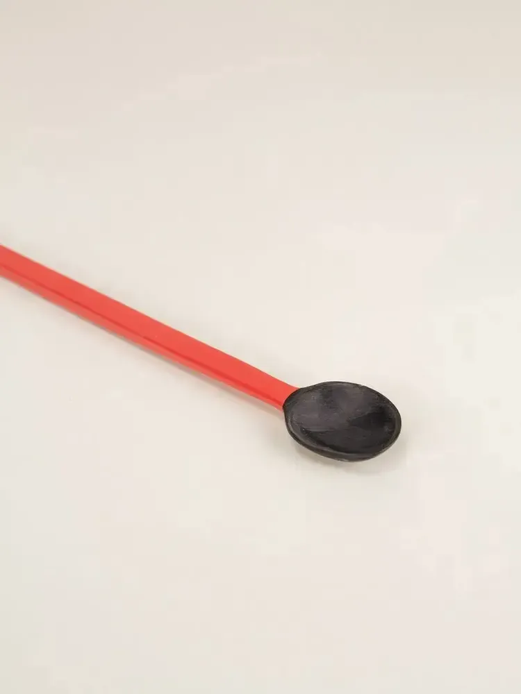Kitchen utensils - Black and white horn and red lacquer jam spoon - L INDOCHINEUR X RIVÊT