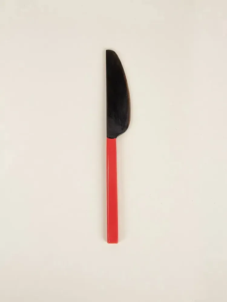 Kitchen utensils - Black and white horn and blue lacquer butter knife - L INDOCHINEUR X RIVÊT