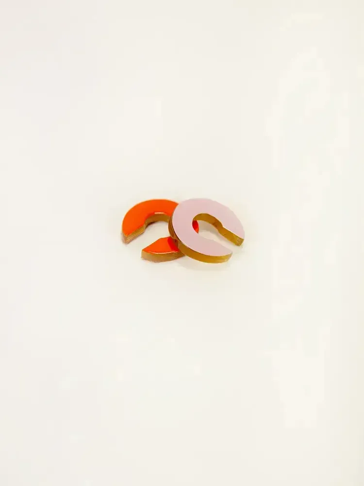 Jewelry - Set of 2 flat earcuffs in two-tone lacquered horn (orange-pink and pink-ivory) - L INDOCHINEUR X RIVÊT