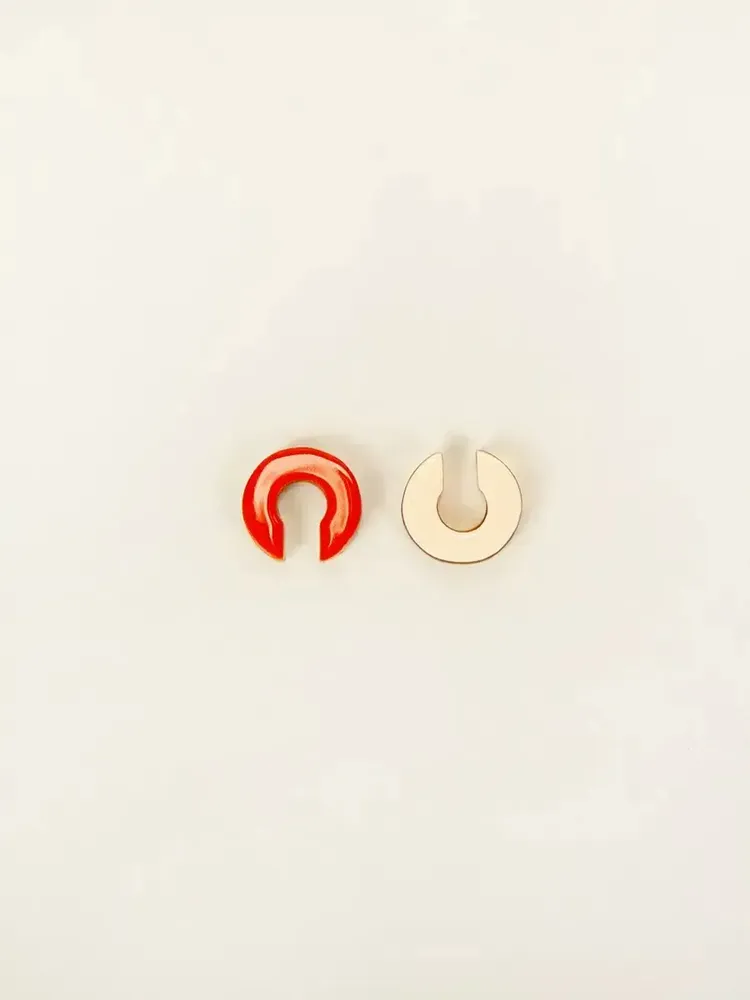 Jewelry - Set of 2 flat earcuffs in two-tone lacquered horn (orange-pink and pink-ivory) - L INDOCHINEUR X RIVÊT
