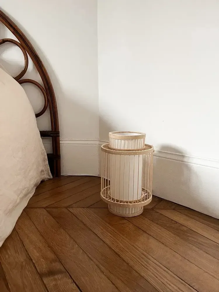 Candlesticks and candle holders - Bamboo and silk table lamp - L INDOCHINEUR X RIVÊT