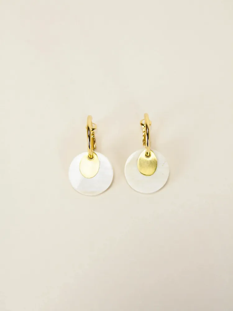 Bijoux - Boucles d'oreilles créoles 2 parties laiton et corne blonde africaine - L INDOCHINEUR X RIVÊT