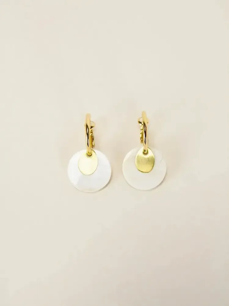 Bijoux - Boucles d'oreilles créoles 2 parties laiton et corne blonde africaine - L INDOCHINEUR X RIVÊT