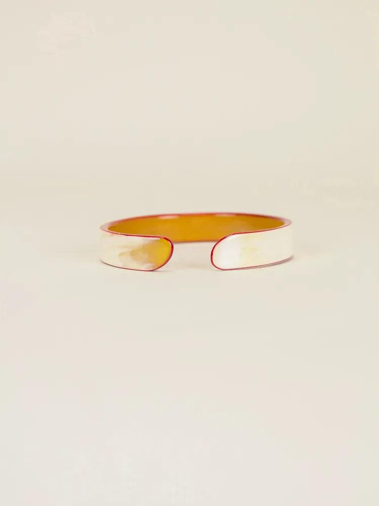 Bracelets - Bracelet in blond horn and red lacquer, size M - L INDOCHINEUR X RIVÊT