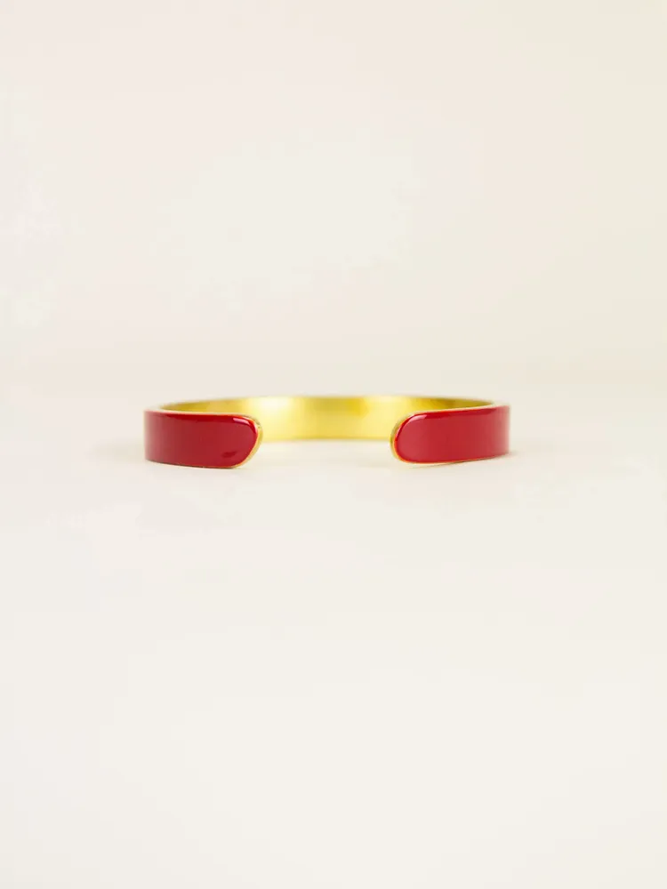 Bracelets - Thin open cuff in brass and red lacquer - L INDOCHINEUR X RIVÊT