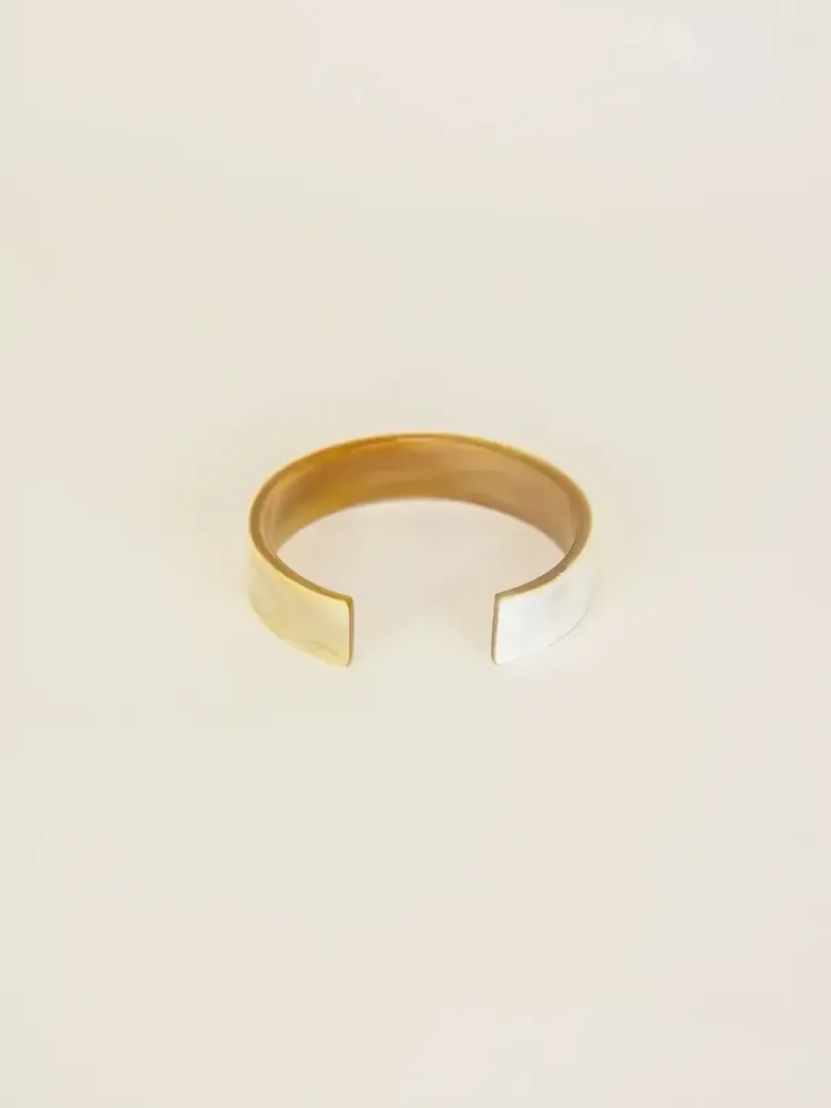 Bracelets - Thin cuff in marbled horn, size S - L INDOCHINEUR X RIVÊT