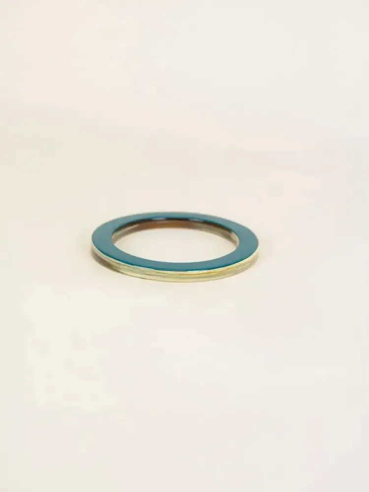 Bracelets - Jonc en corne blonde et laque verte, taille M - L INDOCHINEUR X RIVÊT