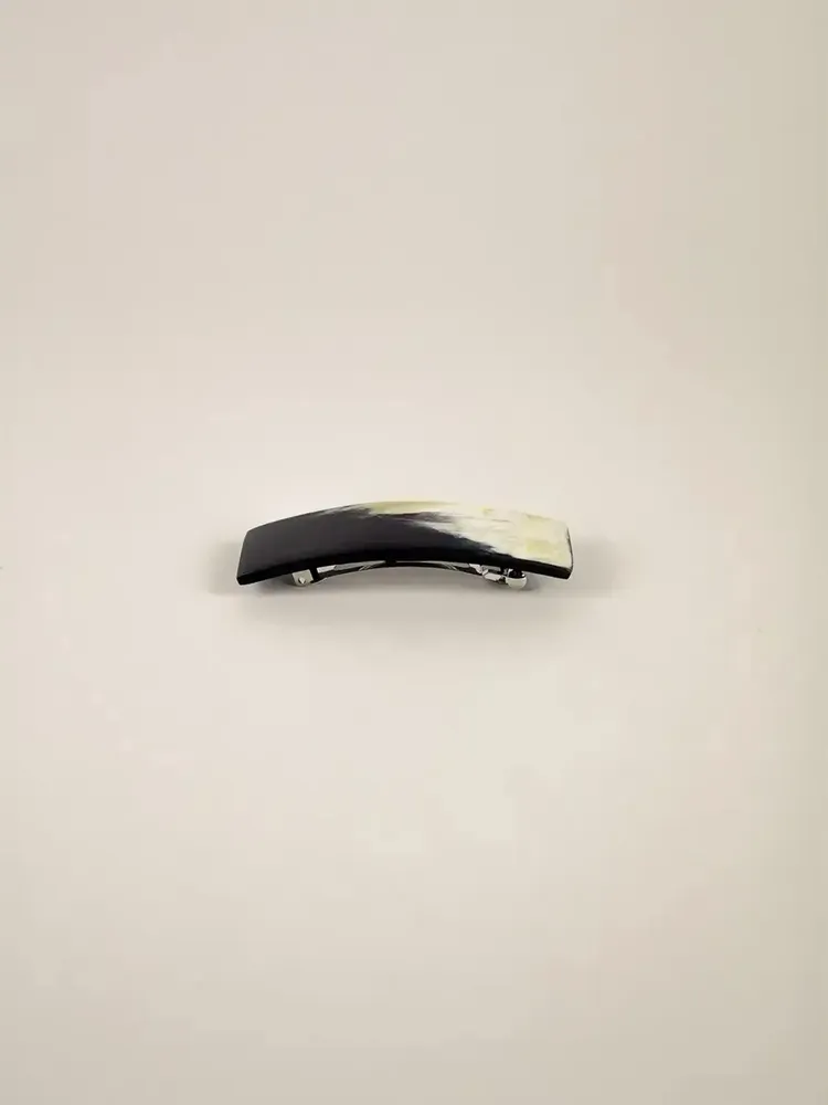 Barrettes - Barrette rectangulaire en corne noire marbrée - L INDOCHINEUR X RIVÊT