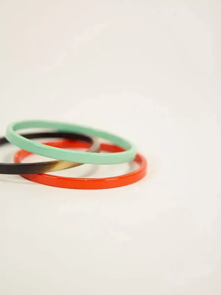 Bracelets - Set of 3 braelets in hoof and orange-green lacquer, size S - L INDOCHINEUR X RIVÊT