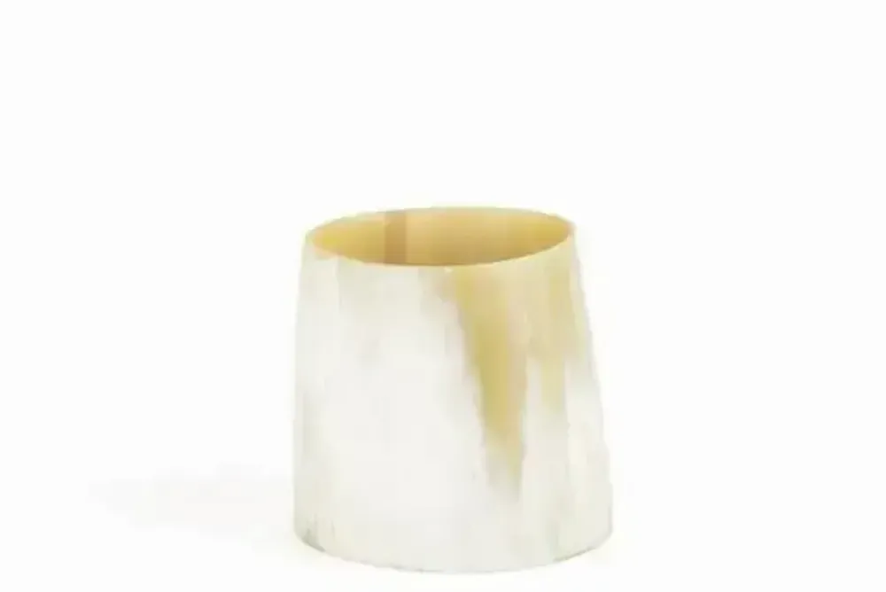 Bougeoirs et photophores  - Petit photophore / cache pot, en corne noire marbrée - L INDOCHINEUR X RIVÊT