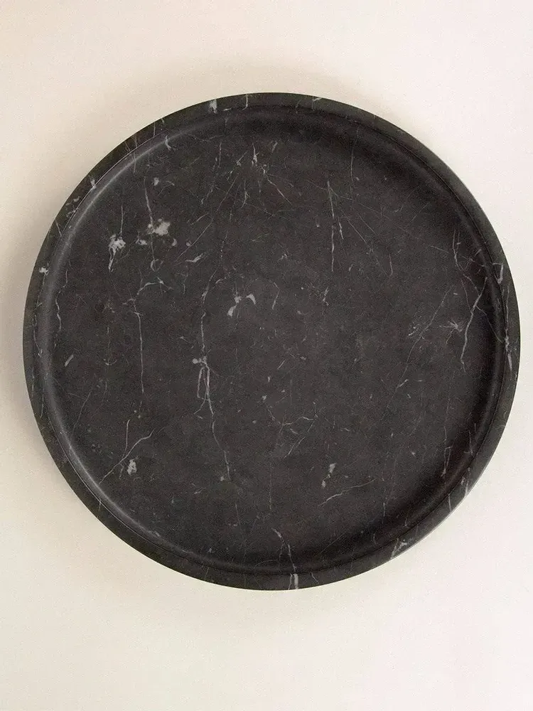 Trays - Cassiopée very large round tray in black marble - L INDOCHINEUR X RIVÊT
