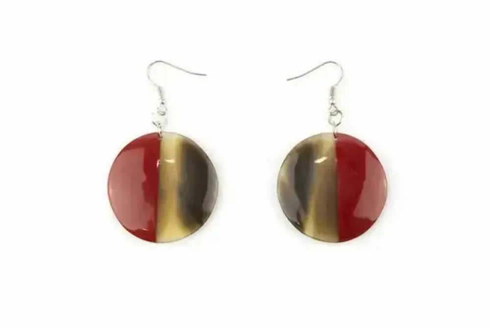 Jewelry - Bronze lacquered solid disc earrings - L INDOCHINEUR X RIVÊT