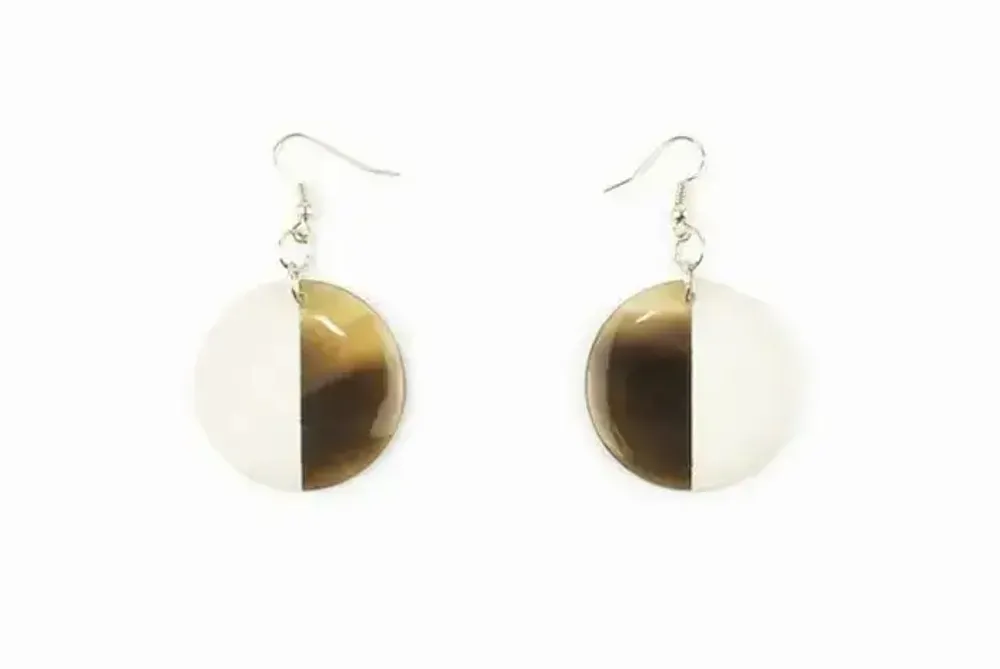 Jewelry - Bronze lacquered solid disc earrings - L INDOCHINEUR X RIVÊT