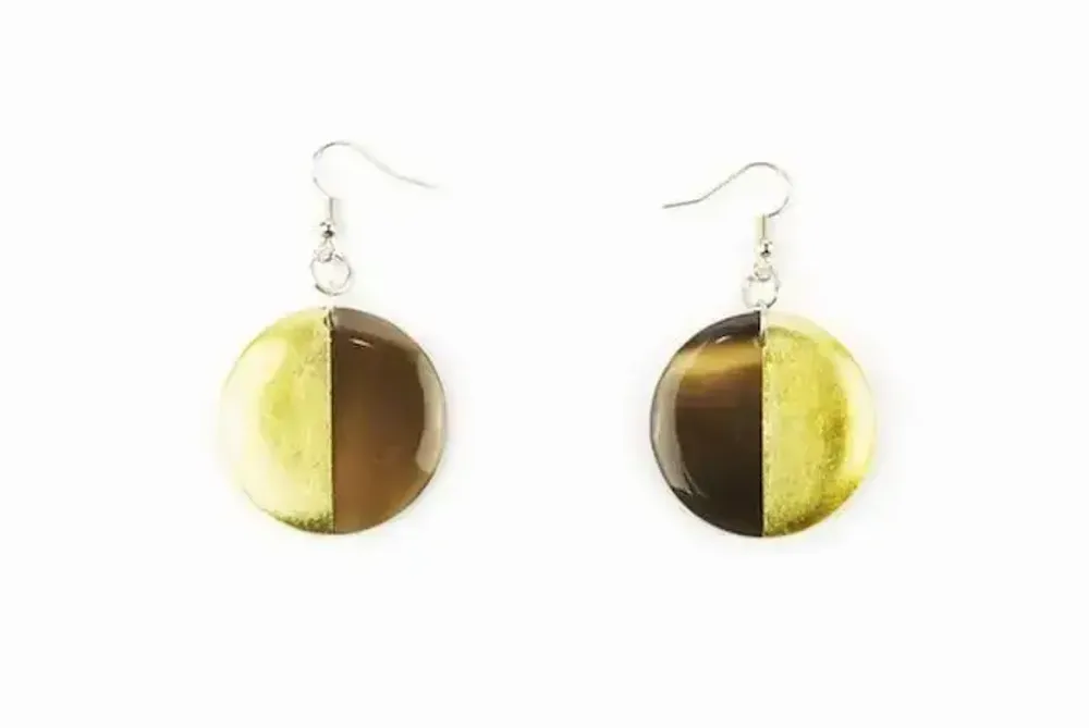 Jewelry - Bronze lacquered solid disc earrings - L INDOCHINEUR X RIVÊT
