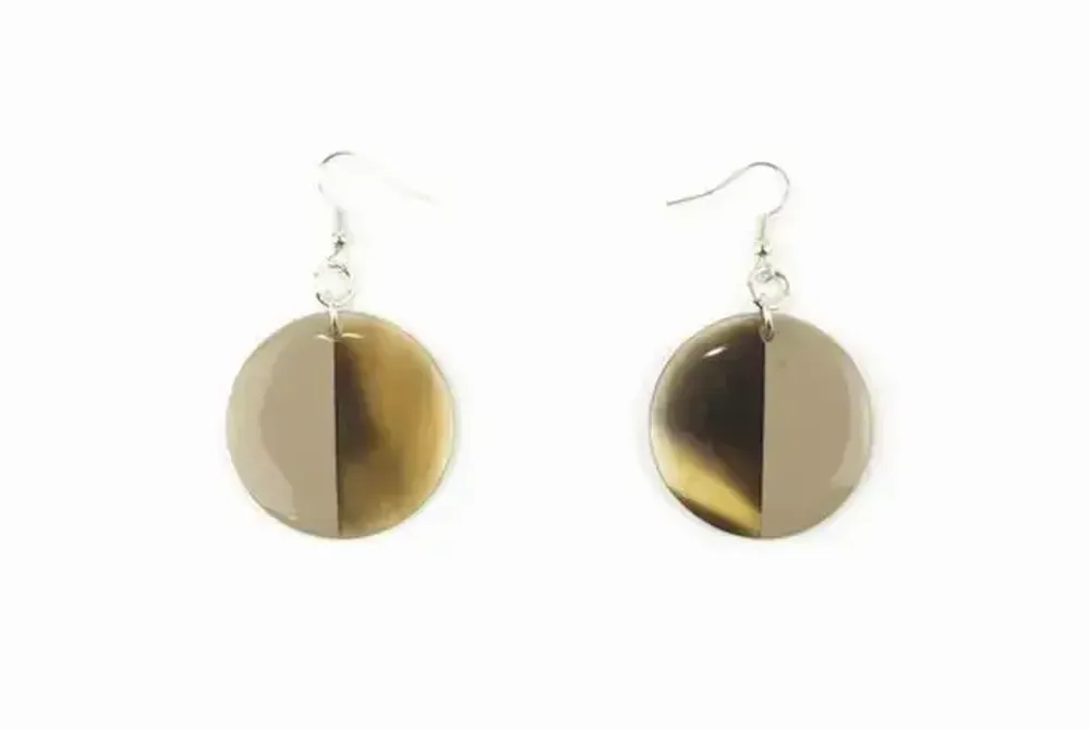 Jewelry - Bronze lacquered solid disc earrings - L INDOCHINEUR X RIVÊT