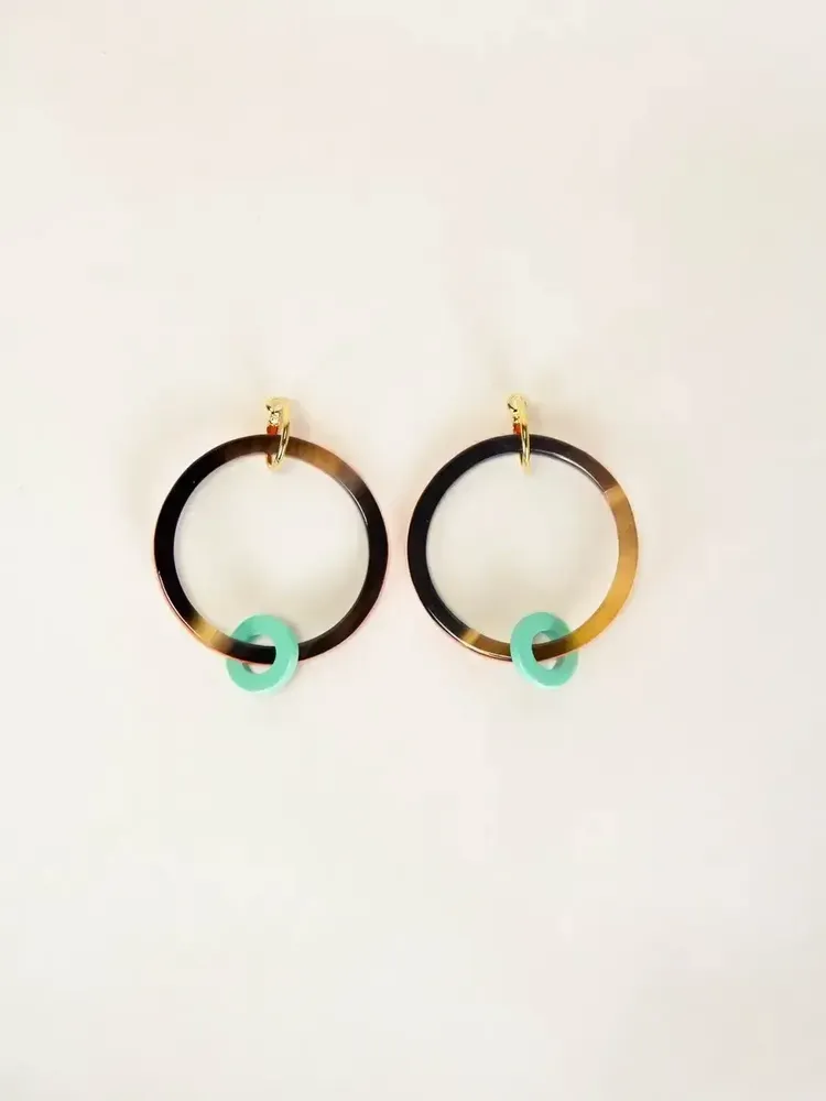 Jewelry - Large and small hoops in hoof with beige and khaki lacquer - L INDOCHINEUR X RIVÊT