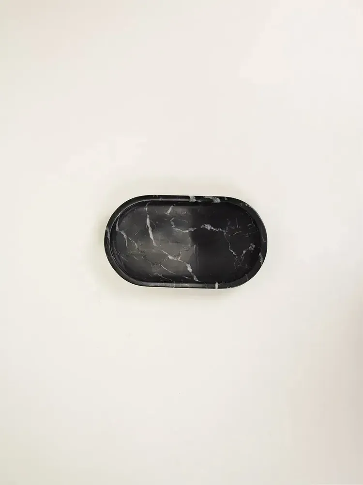 Plateaux - Plateau oval en marbre noir - L INDOCHINEUR X RIVÊT