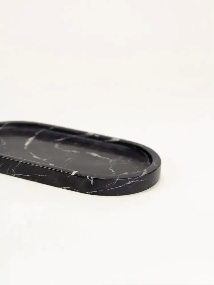 Plateaux - Plateau oval en marbre noir - L INDOCHINEUR X RIVÊT