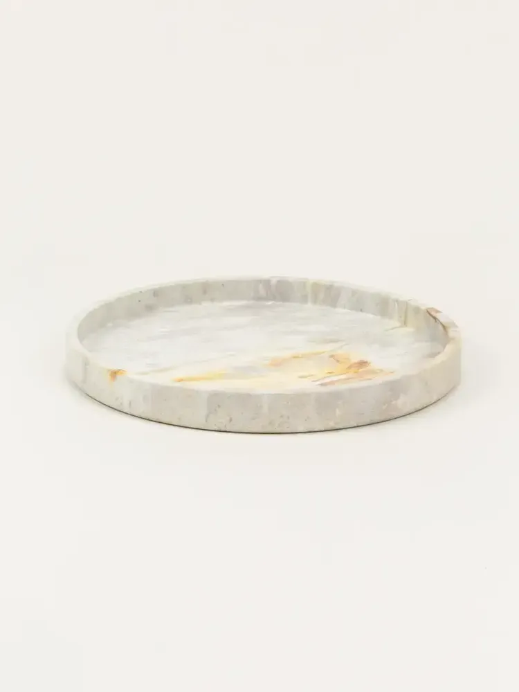 Trays - Large round tray Cassiopée in white marble - L INDOCHINEUR X RIVÊT