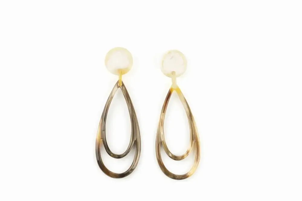 Jewelry - Double teardrop clips earrings in hoof - L INDOCHINEUR X RIVÊT