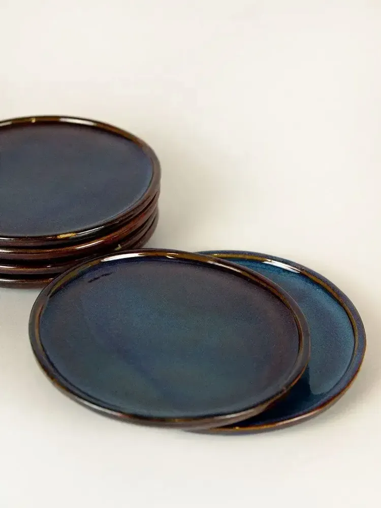 Assiettes au quotidien - Set de 6 assiettes moyennes Hoa Bien bleu - L INDOCHINEUR X RIVÊT