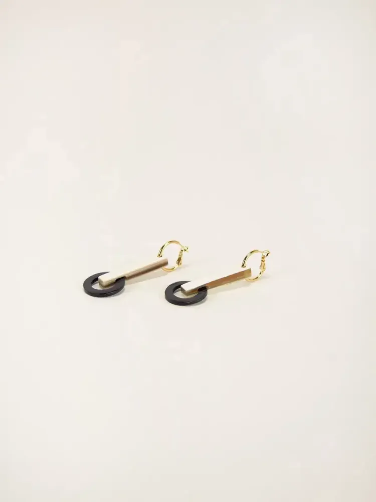 Bijoux - Boucles d'oreilles pendule en corne blonde - L INDOCHINEUR X RIVÊT