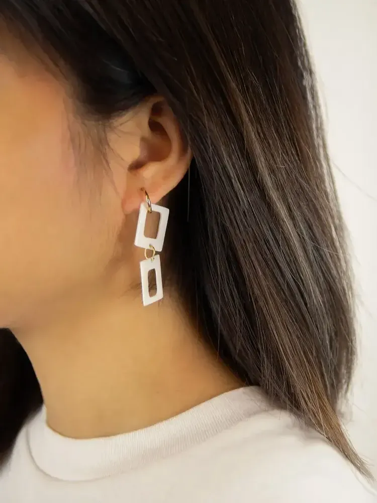 Bijoux - Boucles d'oreilles double hublot en nacre - L INDOCHINEUR X RIVÊT