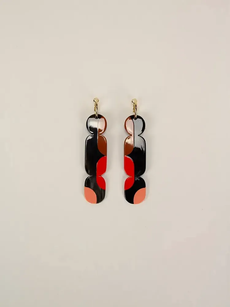 Jewelry - Nymphe hoop earrings 85 in black horn and Roux lacquer - L INDOCHINEUR X RIVÊT