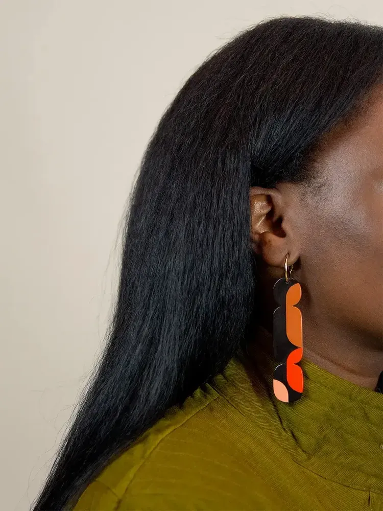 Jewelry - Nymphe hoop earrings 85 in black horn and Roux lacquer - L INDOCHINEUR X RIVÊT