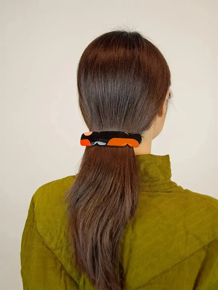Barrettes - Nymphe hair clip in black horn and Blue lacquer - L INDOCHINEUR X RIVÊT