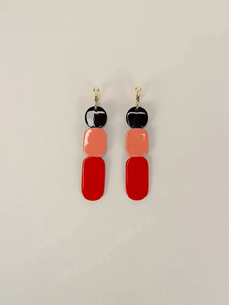 Bijoux - Créoles 85 Totem en corne noire et laque Bleu - L INDOCHINEUR X RIVÊT