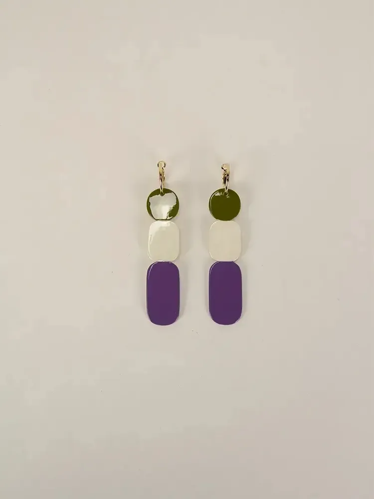 Bijoux - Créoles 85 Totem en corne noire et laque Bleu - L INDOCHINEUR X RIVÊT