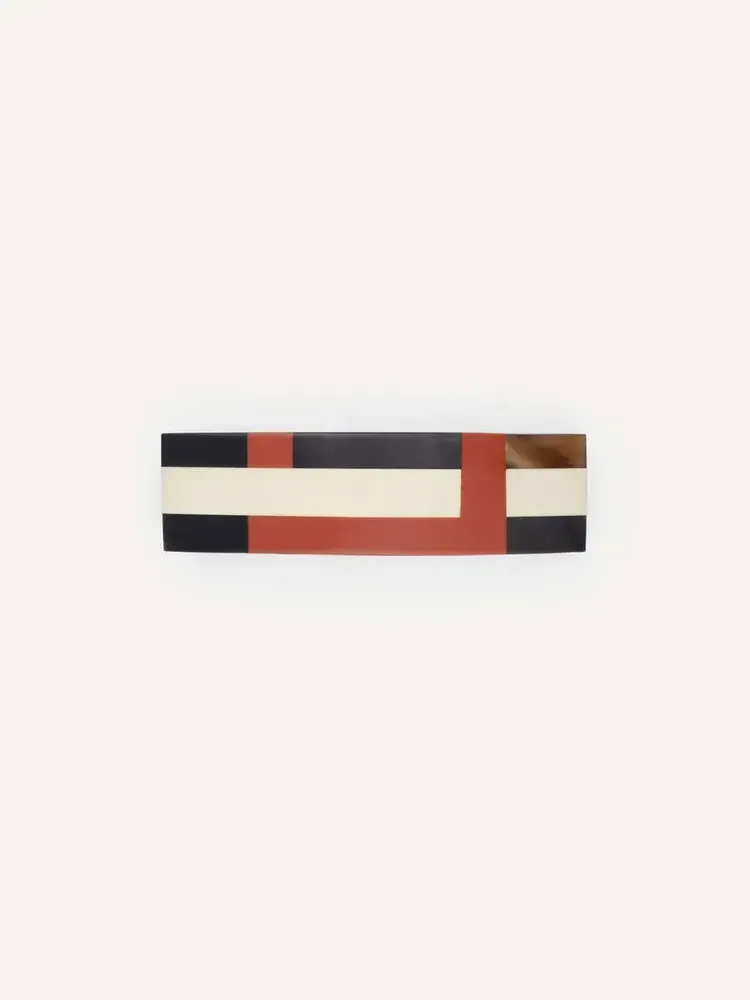 Barrettes - Rectangular hair clip in hoof with orange and green lacquer - L INDOCHINEUR X RIVÊT