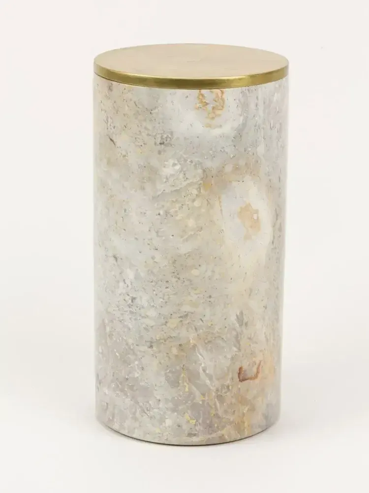 Caskets and boxes - Saturn brass and white cloudy marble box - L INDOCHINEUR X RIVÊT