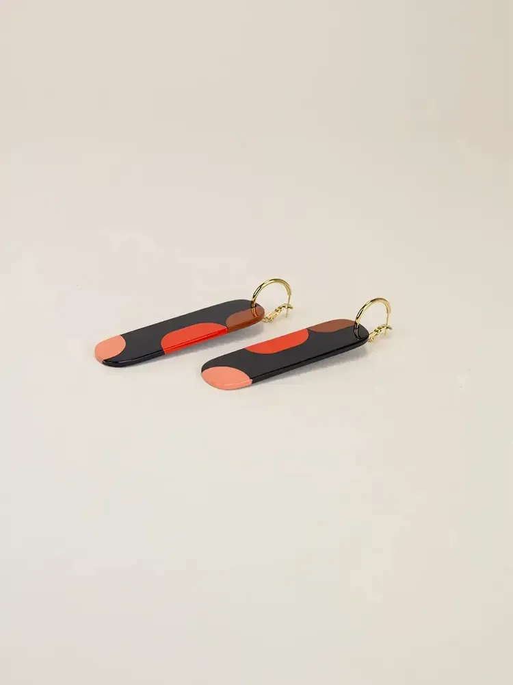 Jewelry - Black Horn and Khaki Lacquer 75 Nymph Hoop Earrings - L INDOCHINEUR X RIVÊT