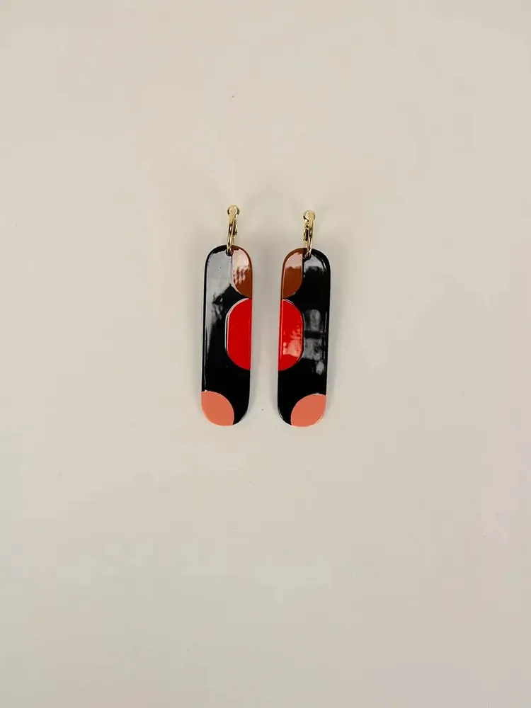 Jewelry - Blonde Horn and Burgundy Lacquer 75 Nymph Hoop Earrings - L INDOCHINEUR X RIVÊT