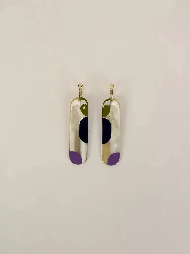 Jewelry - Blonde Horn and Burgundy Lacquer 75 Nymph Hoop Earrings - L INDOCHINEUR X RIVÊT