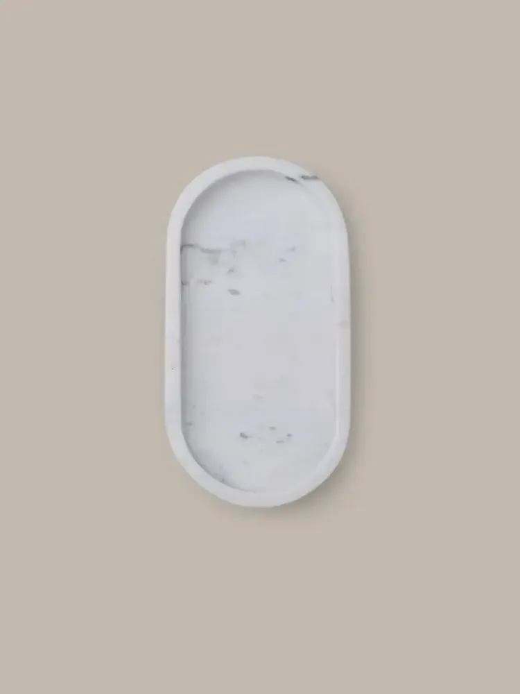 Plateaux - Plateau oval en marbre blanc - L INDOCHINEUR X RIVÊT