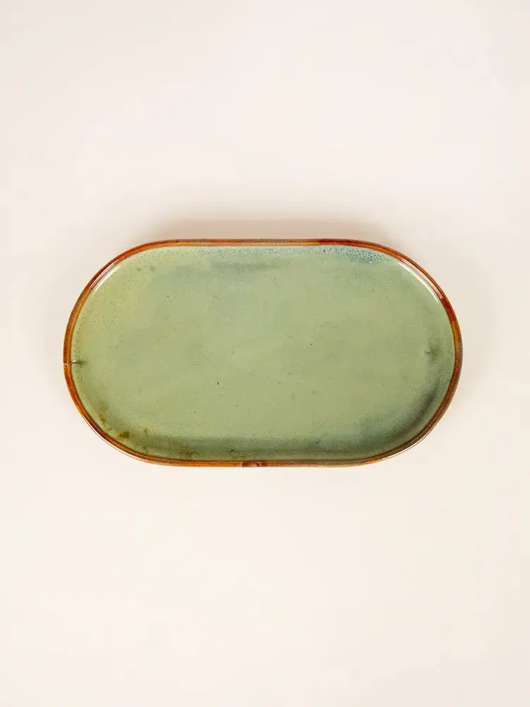 Assiettes au quotidien - Assiette ovale : 26 cm x 15 cm, émail Hoa Bien bleu (vendu par 2) - L INDOCHINEUR X RIVÊT
