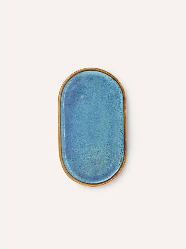 Assiettes au quotidien - Assiette ovale : 26 cm x 15 cm, émail Hoa Bien bleu (vendu par 2) - L INDOCHINEUR X RIVÊT